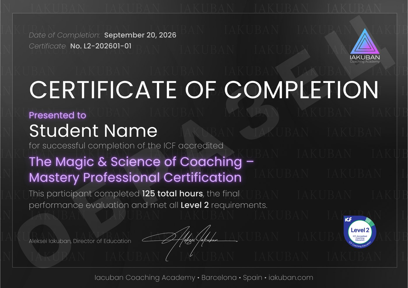 Сертификат ICF Level 2